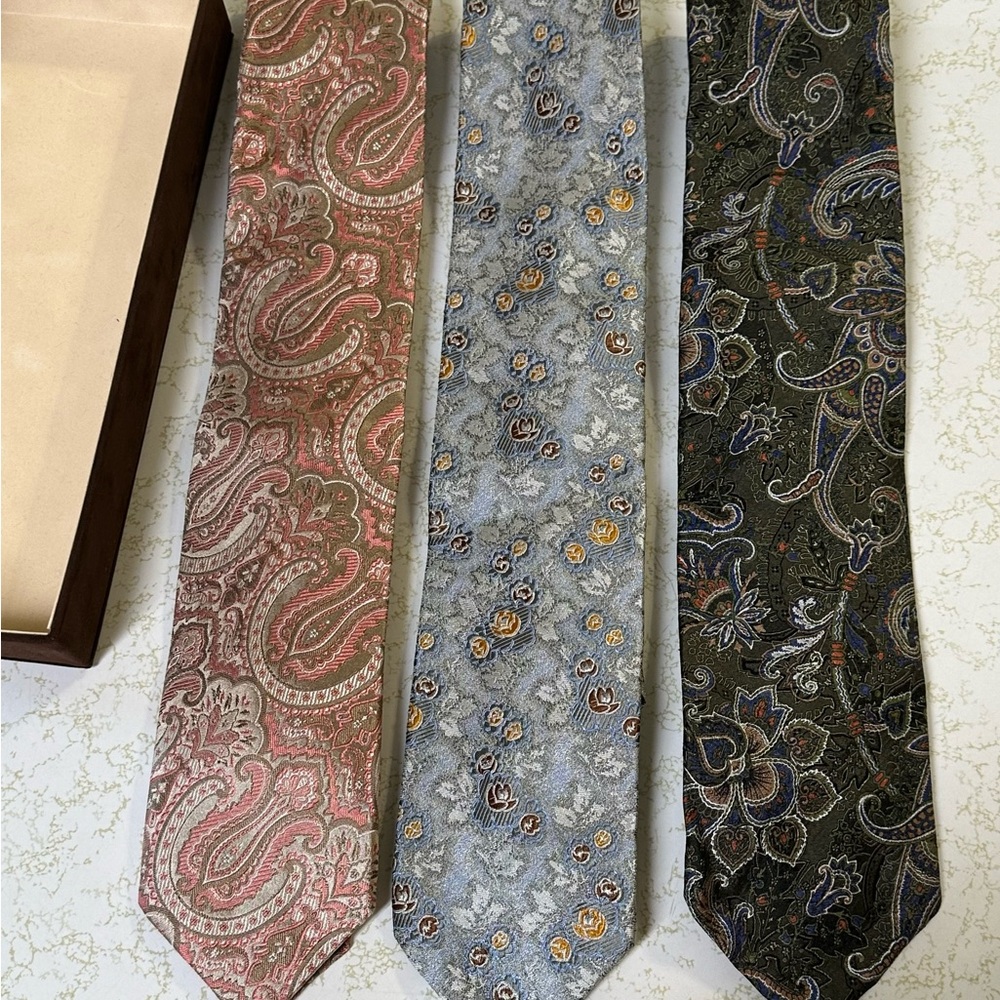 Robert Talbott Seven Fold Ties (2) and Best of Class (1) - Pink, Blue, Black - Picture 2 of 11